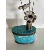 Vase "Bouteille" et ses fleurs Céramique Raku