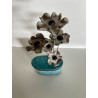 Vase "Bouteille" et ses fleurs Céramique Raku