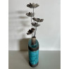 Vase "Bouteille" et ses fleurs Céramique Raku