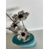 Vase "Bouteille" et ses fleurs Céramique Raku