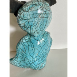 Turquoise Owl Raku Ceramic