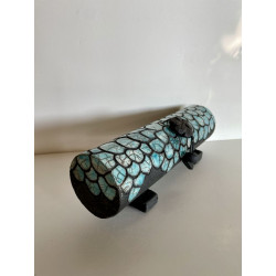 Boite artisanale très longue en céramique Raku Bleu-vert/Turquoise