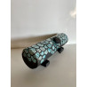 Boite artisanale très longue en céramique Raku Bleu-vert/Turquoise