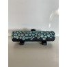 Boite artisanale très longue en céramique Raku Bleu-vert/Turquoise