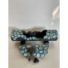 Boite artisanale très longue en céramique Raku Bleu-vert/Turquoise