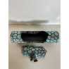 Boite artisanale très longue en céramique Raku Bleu-vert/Turquoise
