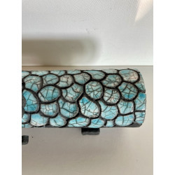Boite artisanale très longue en céramique Raku Bleu-vert/Turquoise