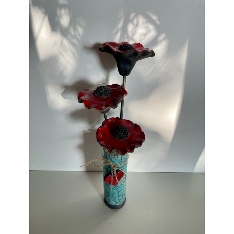 Soliflore and its Poppies Raku Ceramic Soliflore and its Poppies Raku Ceramic