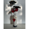 Original colourful flowers with vase in Raku ceramic sure to decorate