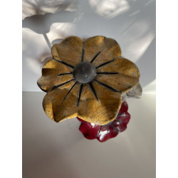 Original colourful flowers with vase in Raku ceramic sure to decorate