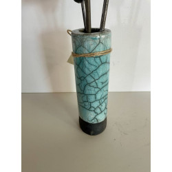 Ceramic Raku vase with 3 flowers