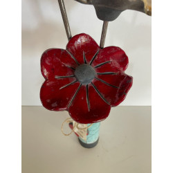 Ceramic Raku vase with 3 flowers