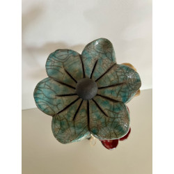 Ceramic Raku vase with 3 flowers