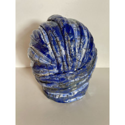 Oeuvre d'art Touareg en céramique Raku dans les bleus-argent