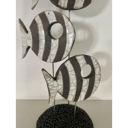 Poissons ou banc de poissons en céramique raku très décoratifs