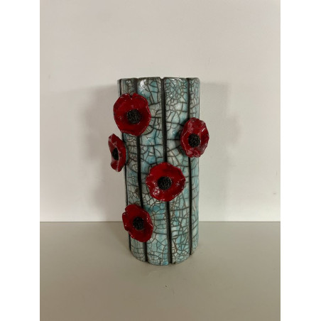 Vase raku "coquelicots" une déco très tendance, un bel objet décoratif