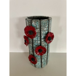 Vase raku "coquelicots" une déco très tendance, un bel objet décoratif