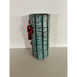 Vase raku "coquelicots" une déco très tendance, un bel objet décoratif