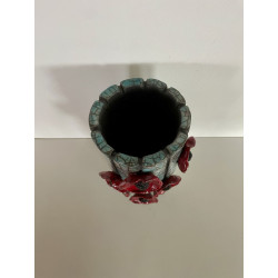 Vase raku "coquelicots" une déco très tendance, un bel objet décoratif
