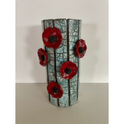 Vase raku "coquelicots" une déco très tendance, un bel objet décoratif