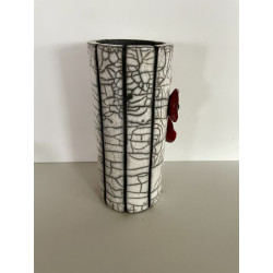 "Poppies" Raku ceramic vase