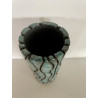 Création artisanale, grand vase en céramique raku bleu turquoise