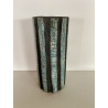 Unique decorative art piece and superb tall turquoise Raku vase