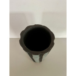 Unique decorative art piece and superb tall turquoise Raku vase