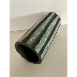 Unique decorative art piece and superb tall turquoise Raku vase