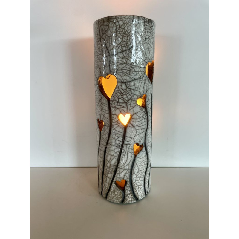 Artisanat d'art, création unique pour cette lampe raku décorative