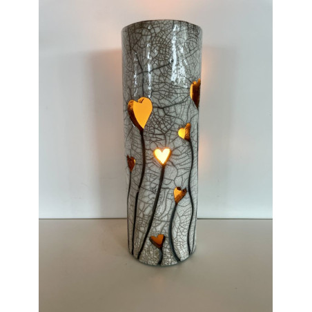 Artisanat d'art, création unique pour cette lampe raku décorative