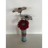 Vase avec ses trois fleurs colorées en céramique raku, déco assurée