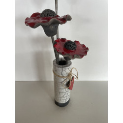 Soliflore et ses Coquelicots Céramique Raku