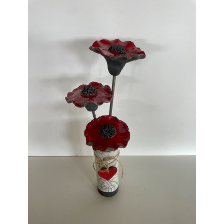 Soliflore et ses Coquelicots Céramique Raku