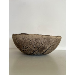 Grande coupe ou centre de table en céramique raku blanc