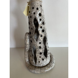 Grand Chat Photophore "Simba" Céramique Raku