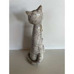 Grand Chat Photophore "Simba" Céramique Raku