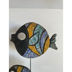 Banc de Poissons Colorés Céramique Raku