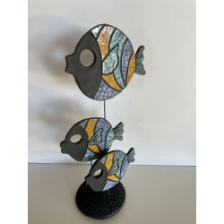 Banc de Poissons Colorés Céramique Raku