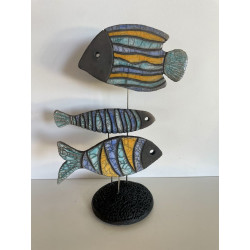 Banc de Poissons Colorés Céramique Raku