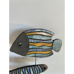 Banc de Poissons Colorés Céramique Raku