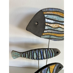 Banc de Poissons Colorés Céramique Raku