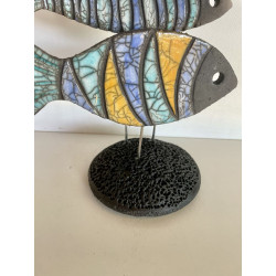 Banc de Poissons Colorés Céramique Raku