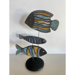 Banc de Poissons Colorés Céramique Raku