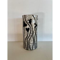 Vase "Petits Coeurs" Céramique Raku