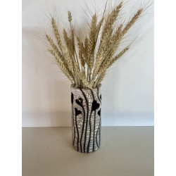 Vase "Petits Coeurs" Céramique Raku