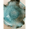 Coupe décorative unique en céramique raku bleu turquoise