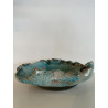 Coupe décorative unique en céramique raku bleu turquoise