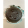 Coupe décorative unique en céramique raku bleu turquoise