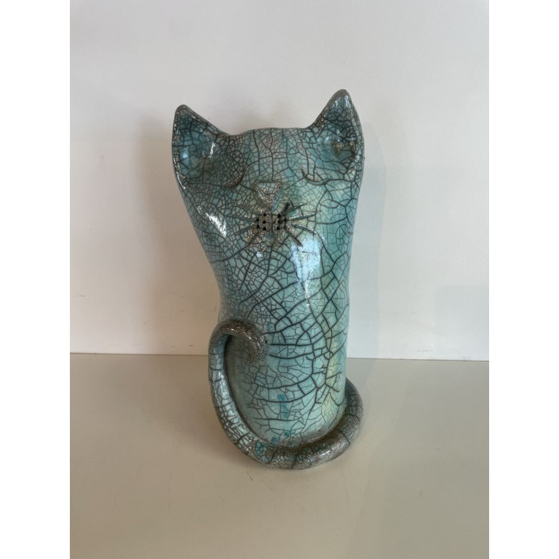 Cat Vase Raku ceramic